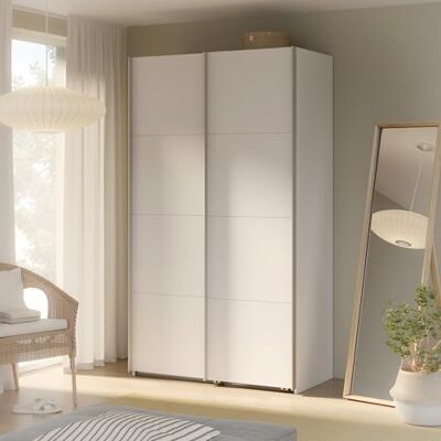 Forte SOPHISTISPACE Kleiderschrank 120, Moderner Schrank mit 2 Schwebetüren, Holzwerkstoff, Weiß, 120,1 cm breit, 210,5 cm hoch, 62,9 cm tief Forte SOPHISTISPACE Kleiderschrank 120, Moderner Schrank mit 2 Schwebetüren, Holzwerkstoff, Weiß, 120,1 cm breit, 210,5 cm hoch, 62,9 cm tief