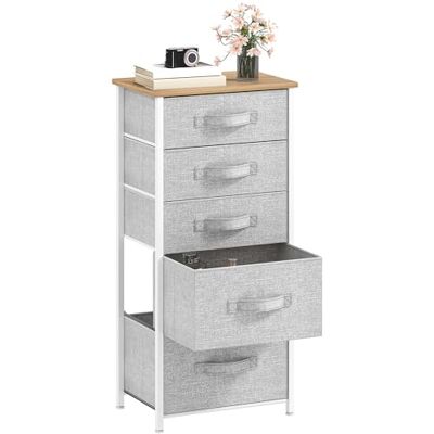 DWVO Kommode mit 5 Schubladen, langlebiger Stoff, Robustes Metallgestell, Schrank aus Stoff mit Griffen, ideal für Schlafzimmer, Wohnzimmer, Flur, Kinderzimmer, Hellgrau DWVO Kommode mit 5 Schubladen, langlebiger Stoff, Robustes Metallgestell, Schrank aus Stoff mit Griffen, ideal für Schlafzimmer, Wohnzimmer, Flur, Kinderzimmer, Hellgrau