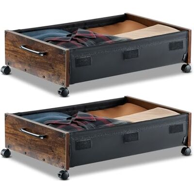 VEVOR Unterbettkommode Unterbettaufbewahrungstasche 2 Stk. rollbar (650 x 460 x 180 mm) Unterbettbehälter mit feststellbaren Rädern, mobile Aufbewahrungsbox für Kleidung Schuhe Schlafzimmer VEVOR Unterbettkommode Unterbettaufbewahrungstasche 2 Stk. rollbar (650 x 460 x 180 mm) Unterbettbehälter mit feststellbaren Rädern, mobile Aufbewahrungsbox für Kleidung Schuhe Schlafzimmer