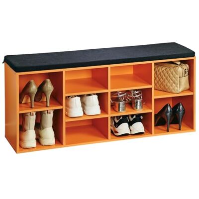Kesper Schuhschrank mit Sitzkissen, Material: Spanplatte, funiert, Maße: B 103,5 x H 48 x T 29,5 cm, Farbe: Orange, Schwarz 15985 13 Kesper Schuhschrank mit Sitzkissen, Material: Spanplatte, funiert, Maße: B 103,5 x H 48 x T 29,5 cm, Farbe: Orange, Schwarz 15985 13