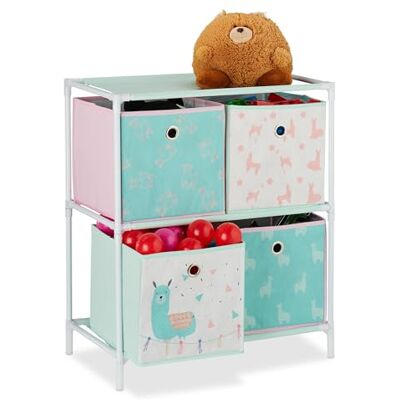 Relaxdays Kinderregal mit 4 Boxen, Jungen & Mädchen, Lama-Design, Regal Kinderzimmer, Spielzeug, HBT 62 x 53 x 30, bunt Relaxdays Kinderregal mit 4 Boxen, Jungen & Mädchen, Lama-Design, Regal Kinderzimmer, Spielzeug, HBT 62 x 53 x 30, bunt
