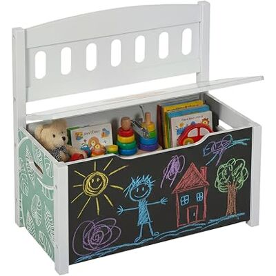 Relaxdays Kinderbank mit Stauraum, Tafel, Rückenlehne, HBT: 55,5 x 57 x 30 cm, Kinder, Löwenmotiv, Spielzeugkiste, bunt Relaxdays Kinderbank mit Stauraum, Tafel, Rückenlehne, HBT: 55,5 x 57 x 30 cm, Kinder, Löwenmotiv, Spielzeugkiste, bunt