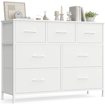 SONGMICS BELLAH Kollektion Kommode, Schrank, Aufbewahrungsschrank, Stahl, für Schlafzimmer, Flur, Wohnzimmer, 7 Schubladen, modern, wolkenweiß-schneeweiß LGS323WH01 SONGMICS BELLAH Kollektion Kommode, Schrank, Aufbewahrungsschrank, Stahl, für Schlafzimmer, Flur, Wohnzimmer, 7 Schubladen, modern, wolkenweiß-schneeweiß LGS323WH01