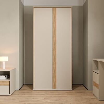 Forte WEXLIN Kleiderschrank 90 95, moderner Schrank mit 2 Drehtüren, Kinder- und Jugendzimmer, Holzwerkstoff, Kaschmir Beige Mauvella Eiche Holzdekor, 91,3 cm breit x 193,7 cm hoch x 60 cm tief Forte WEXLIN Kleiderschrank 90 95, moderner Schrank mit 2 Drehtüren, Kinder- und Jugendzimmer, Holzwerkstoff, Kaschmir Beige Mauvella Eiche Holzdekor, 91,3 cm breit x 193,7 cm hoch x 60 cm tief
