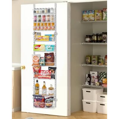 VEVOR Vorratsschrank Speisekammer-Organizer Aufbewahrung über der Tür, 9-stufige Gewürzregale zum Aufhängen aus Stahl, verstellbare Lagerregale für die Wand, für Zuhause Küche Badezimmer, Weiß VEVOR Vorratsschrank Speisekammer-Organizer Aufbewahrung über der Tür, 9-stufige Gewürzregale zum Aufhängen aus Stahl, verstellbare Lagerregale für die Wand, für Zuhause Küche Badezimmer, Weiß