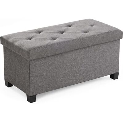 Sweetcrispy Sitzbank mit Stauraum, Sitzbank mit Beinen, 76 x 38 x 38 cm, Klappbare Sitztruhe Sitzhocker, Aufbewahrungsbox mit Deckel, bis 300 kg belastbar, für Wohnzimmer Schlafzimmer Flur, Dunkelgrau Sweetcrispy Sitzbank mit Stauraum, Sitzbank mit Beinen, 76 x 38 x 38 cm, Klappbare Sitztruhe Sitzhocker, Aufbewahrungsbox mit Deckel, bis 300 kg belastbar, für Wohnzimmer Schlafzimmer Flur, Dunkelgrau