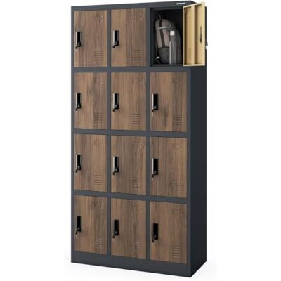 Jan Nowak Wertfachschrank 3B4A Fächerschrank Schließfachschrank mit 12 Fächern Metallspind Umkleideschrank Stahlblech Pulverbeschichtung Farbwahl 185 cm x 90 cm x 40 cm (Anthrazit-Holz) Jan Nowak Wertfachschrank 3B4A Fächerschrank Schließfachschrank mit 12 Fächern Metallspind Umkleideschrank Stahlblech Pulverbeschichtung Farbwahl 185 cm x 90 cm x 40 cm (Anthrazit-Holz)