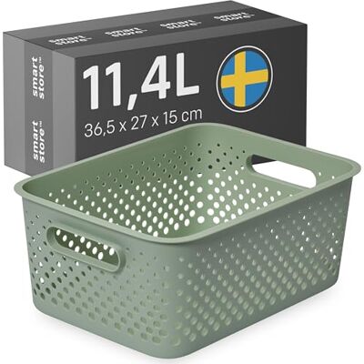 SmartStore Aufbewahrungskorb mit Griffen in grün 11,4L (36,5x27x15cm) I Körbchen Aufbewahrung aus recyceltem Kunststoff I Essence L Aufbewahrungskorb I Aufbewahrungsboxen mit 10 Jahren Garantie SmartStore Aufbewahrungskorb mit Griffen in grün 11,4L (36,5x27x15cm) I Körbchen Aufbewahrung aus recyceltem Kunststoff I Essence L Aufbewahrungskorb I Aufbewahrungsboxen mit 10 Jahren Garantie