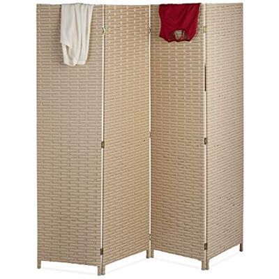Relaxdays Paravent Raumteiler, 4-teilig, HxB: 180x180 cm, Faltbarer Raumtrenner, modern, Sichtschutz, Kunststoff, beige Relaxdays Paravent Raumteiler, 4-teilig, HxB: 180x180 cm, Faltbarer Raumtrenner, modern, Sichtschutz, Kunststoff, beige