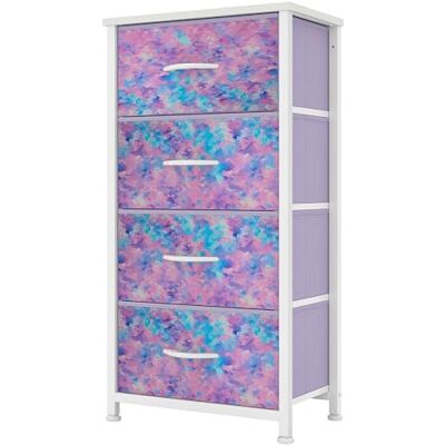 YITAHOME Kommode,Kommode mit 4 Schubladen,Schrank,Stoffschubladen mit Griffen,Metallgestell,Dauerhaft,Purpurdruck YITAHOME Kommode,Kommode mit 4 Schubladen,Schrank,Stoffschubladen mit Griffen,Metallgestell,Dauerhaft,Purpurdruck