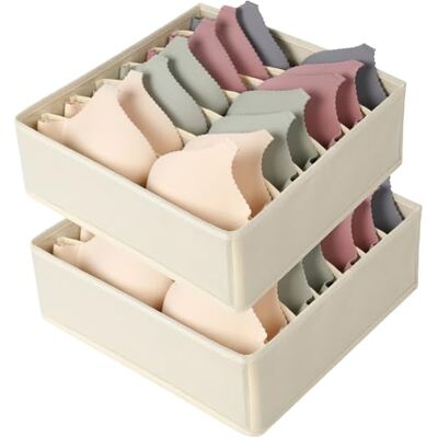 AiQInu BH Organizer Aufbewahrungsbox,7 Zellen Faltbare Schubladen Organizer für BH,2 Stück Kleiderschrank Schublade Divider Unterwäsche Organizer zum Aufbewahren von BHs,Socken und Krawatten AiQInu BH Organizer Aufbewahrungsbox,7 Zellen Faltbare Schubladen Organizer für BH,2 Stück Kleiderschrank Schublade Divider Unterwäsche Organizer zum Aufbewahren von BHs,Socken und Krawatten