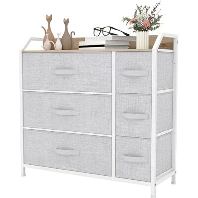YITAHOME Kommode,Kommode mit 6 Schubladen,Stoffschubladen mit Griffen,Kommodenschrank mit Stabiler Stahlrahmen,Dauerhaft,Hellgrau YITAHOME Kommode,Kommode mit 6 Schubladen,Stoffschubladen mit Griffen,Kommodenschrank mit Stabiler Stahlrahmen,Dauerhaft,Hellgrau