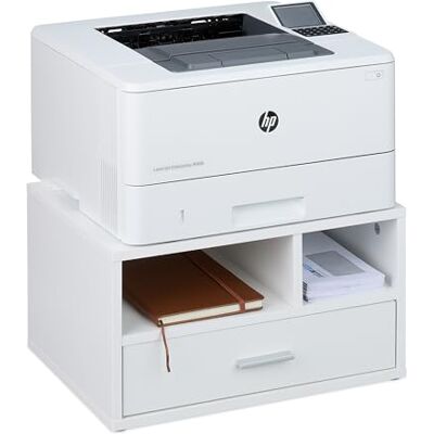 Relaxdays Druckerständer mit Schublade & 2 Fächern, Schreibtisch Regal für Drucker, Druckerhalter, HBT 22x40x30 cm, weiß Relaxdays Druckerständer mit Schublade & 2 Fächern, Schreibtisch Regal für Drucker, Druckerhalter, HBT 22x40x30 cm, weiß