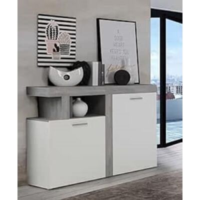 Forte JULEDA Moderne Kommode 120 130 mit 2 Türen und Einlegeböden, Sideboard Wohnzimmer, Holzwerkstoff, Nordisch Eiche Grau Holzdekor/Weiß, 128,4 cm breit x 91,5 cm hoch x 33,8 cm tief Forte JULEDA Moderne Kommode 120 130 mit 2 Türen und Einlegeböden, Sideboard Wohnzimmer, Holzwerkstoff, Nordisch Eiche Grau Holzdekor/Weiß, 128,4 cm breit x 91,5 cm hoch x 33,8 cm tief