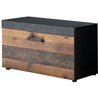 trendteam smart living Indy Kommode Eiche/Grau Garderobensitzbank mit 1 Klappe und 2 Einlegeböden (BxHxT) 80 x 45 x 37 cm antikfarbene Griffe trendteam smart living Indy Kommode Eiche/Grau Garderobensitzbank mit 1 Klappe und 2 Einlegeböden (BxHxT) 80 x 45 x 37 cm antikfarbene Griffe