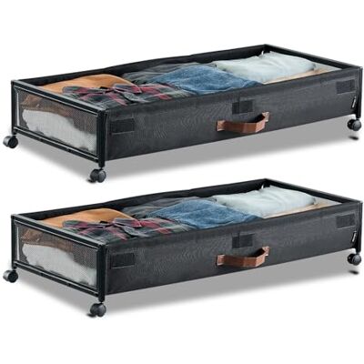 VEVOR Unterbettkommode Unterbettaufbewahrungstasche aus Oxford-Gewebe 2 Stk. rollbar (915 x 460 x 185 mm) Unterbettbehälter mit transparentem Deckel, mobile Aufbewahrungsbox für Kleidung Schuhe VEVOR Unterbettkommode Unterbettaufbewahrungstasche aus Oxford-Gewebe 2 Stk. rollbar (915 x 460 x 185 mm) Unterbettbehälter mit transparentem Deckel, mobile Aufbewahrungsbox für Kleidung Schuhe