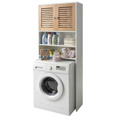 Relaxdays Waschmaschinenschrank, 4 Fächer, Regal über Waschmaschine, Trockner, Toilette, HxBxT: 185,5 x 65 x 24 cm, weiß Relaxdays Waschmaschinenschrank, 4 Fächer, Regal über Waschmaschine, Trockner, Toilette, HxBxT: 185,5 x 65 x 24 cm, weiß