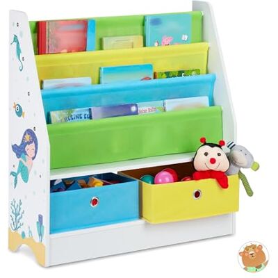 Relaxdays Kinderregal Meermotiv, 2 Boxen, 3 Fächer, Spielzeug Aufbewahrung, Kinder Bücherregal HBT 74 x 71 x 23 cm, bunt, Mehrfarbig. Relaxdays Kinderregal Meermotiv, 2 Boxen, 3 Fächer, Spielzeug Aufbewahrung, Kinder Bücherregal HBT 74 x 71 x 23 cm, bunt, Mehrfarbig.