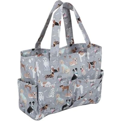 Hobby Gift Stricktasche Mittel Bastel- & Reisetasche mit Fächern, Häkel-Organizer für Kreuzstich, Wolle, Stickerei, Schulbasteln & Kunstprojekte 13 x 34,5 x 29 cm, Hunde in Grau Hobby Gift Stricktasche Mittel Bastel- & Reisetasche mit Fächern, Häkel-Organizer für Kreuzstich, Wolle, Stickerei, Schulbasteln & Kunstprojekte 13 x 34,5 x 29 cm, Hunde in Grau
