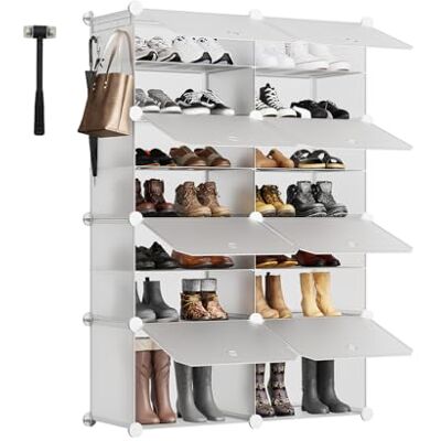 Sekey Schuhschrank 8 Fächer aus PP – Selbstaufbau mit Hammer – Großes Schuhregal für Familie (84x31x122cm) Platz für 32 Paar, Schuhständer Weiss Sekey Schuhschrank 8 Fächer aus PP – Selbstaufbau mit Hammer – Großes Schuhregal für Familie (84x31x122cm) Platz für 32 Paar, Schuhständer Weiss