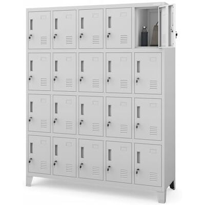 Jan Nowak Umkleideschrank 5B4A Fächerschrank Schließfachschrank mit 20 Fächern Wertfachschrank Metall Pulverbeschichtung 172 cm x 136 cm x 45 cm (H x B x T) (Grau) Jan Nowak Umkleideschrank 5B4A Fächerschrank Schließfachschrank mit 20 Fächern Wertfachschrank Metall Pulverbeschichtung 172 cm x 136 cm x 45 cm (H x B x T) (Grau)