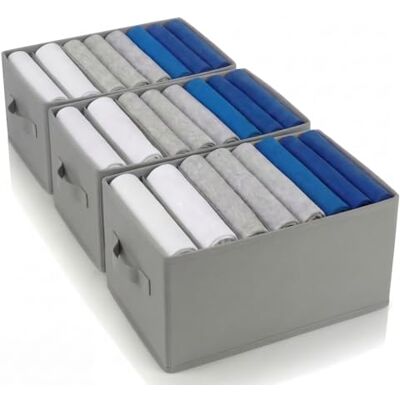edihome , Schrank Organizer mit Fächern für Kleidung – Schubladen Organizer für Kleiderschrank, Unterwäsche, Socken und T-Shirts – Faltbare Aufbewahrungsbox (3 Einheiten 8 Fächer Licht Grau) edihome , Schrank Organizer mit Fächern für Kleidung – Schubladen Organizer für Kleiderschrank, Unterwäsche, Socken und T-Shirts – Faltbare Aufbewahrungsbox (3 Einheiten 8 Fächer Licht Grau)