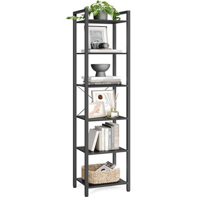 VASAGLE Regal, Bücherregal, Standregal, DVD-Regal, mit 6 Ebenen, Büroregal, offene Ablagen, für Büro, Wohnzimmer, Schlafzimmer, Küche, 30 x 40 x 186 cm, ebenholzschwarz-tintenschwarz LLS101B56 VASAGLE Regal, Bücherregal, Standregal, DVD-Regal, mit 6 Ebenen, Büroregal, offene Ablagen, für Büro, Wohnzimmer, Schlafzimmer, Küche, 30 x 40 x 186 cm, ebenholzschwarz-tintenschwarz LLS101B56