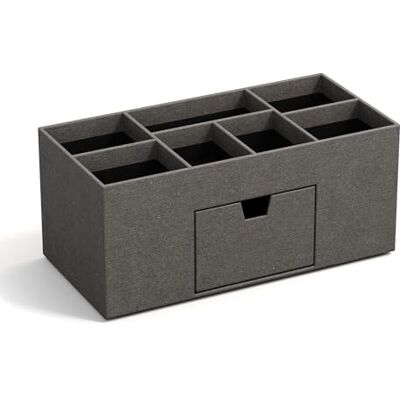 BIGSO BOX OF SWEDEN BIGSO VENDELA Schreibtisch Organizer mit 7 Fächern und Schublade – Ablagebox aus Faserplatte und Papier in Leinenoptik – Schreibtischset für Büromaterial – grau BIGSO BOX OF SWEDEN BIGSO VENDELA Schreibtisch Organizer mit 7 Fächern und Schublade – Ablagebox aus Faserplatte und Papier in Leinenoptik – Schreibtischset für Büromaterial – grau