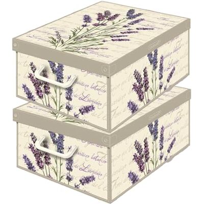 Lavatelli Set aus 2 Aufbewahrungsboxen mit Deckel – Große Kleiderboxen aus Karton 32x42x17,5 cm – Robust, leicht zu montieren, mit Tragegriffen – Perfekt für Kleiderschrank & Saisonwechsel Lavendel Lavatelli Set aus 2 Aufbewahrungsboxen mit Deckel – Große Kleiderboxen aus Karton 32x42x17,5 cm – Robust, leicht zu montieren, mit Tragegriffen – Perfekt für Kleiderschrank & Saisonwechsel Lavendel