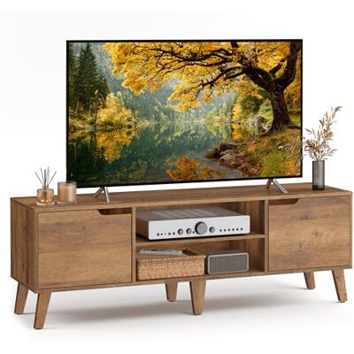 VASAGLE TV-Schrank, Lowboard, Fernsehschrank mit Verstellbarer Ablage, für Fernseher bis zu 65 Zoll, 147 cm lang, Übergangsstil, Fernsehtisch, Wohnzimmer, honigbraun LTV556K01 VASAGLE TV-Schrank, Lowboard, Fernsehschrank mit Verstellbarer Ablage, für Fernseher bis zu 65 Zoll, 147 cm lang, Übergangsstil, Fernsehtisch, Wohnzimmer, honigbraun LTV556K01