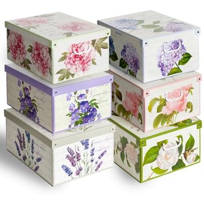 Lavatelli Set mit 6 Aufbewahrungsboxen Kleiderschrank aus Karton mit verschiedenen Blumenmustern für Kleidung, Wäsche, Wechsel der Jahreszeiten, Kinderzimmer, Geschenkbox, Organizer, 39 x 50 x 24 cm Lavatelli Set mit 6 Aufbewahrungsboxen Kleiderschrank aus Karton mit verschiedenen Blumenmustern für Kleidung, Wäsche, Wechsel der Jahreszeiten, Kinderzimmer, Geschenkbox, Organizer, 39 x 50 x 24 cm