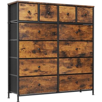 Clevich Stoff-Kommode, Schminktisch Schrank, Aufbewahrungsschrank, 12 Schubladen aus Stoff, Metallrahmen, industrieller Stil, für Wohnzimmer, Flur, Schlafzimmer (Retro braun+schwarz) Clevich Stoff-Kommode, Schminktisch Schrank, Aufbewahrungsschrank, 12 Schubladen aus Stoff, Metallrahmen, industrieller Stil, für Wohnzimmer, Flur, Schlafzimmer (Retro braun+schwarz)