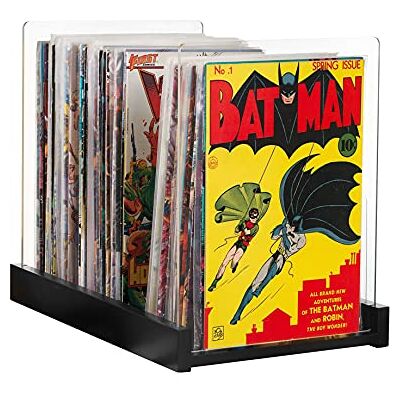 Komiq Comicbuch-Aufbewahrungshalter, Vitrine für Sammler – zum Patent angemeldete Comicbox aus Holz und Acryl, Behälter und Organizer, speichert bis zu 150 Ausgaben, 36,7 x 20,3 cm (14,5 x 8 Zoll) (schwarz) Komiq Comicbuch-Aufbewahrungshalter, Vitrine für Sammler – zum Patent angemeldete Comicbox aus Holz und Acryl, Behälter und Organizer, speichert bis zu 150 Ausgaben, 36,7 x 20,3 cm (14,5 x 8 Zoll) (schwarz)