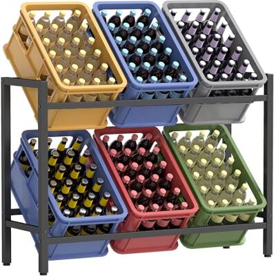 SONGMICS Getränkekistenregal, 2 Ebenen, für 6 Kisten, Aufbewahrungsregal, Jede Ebene bis 150 kg belastbar, Stahl, Getränkeregal, für Küche, Wohnzimmer, Garage, tintenschwarz BSC303B01 SONGMICS Getränkekistenregal, 2 Ebenen, für 6 Kisten, Aufbewahrungsregal, Jede Ebene bis 150 kg belastbar, Stahl, Getränkeregal, für Küche, Wohnzimmer, Garage, tintenschwarz BSC303B01