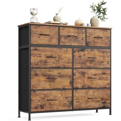 SONGMICS BELLAH Kollektion Kommode, Schrank, Aufbewahrungsschrank, Stahl, für Schlafzimmer, Flur, Wohnzimmer, 9 Schubladen, Industrie-Stil, vintagebraun-tintenschwarz LGS324BH04 SONGMICS BELLAH Kollektion Kommode, Schrank, Aufbewahrungsschrank, Stahl, für Schlafzimmer, Flur, Wohnzimmer, 9 Schubladen, Industrie-Stil, vintagebraun-tintenschwarz LGS324BH04