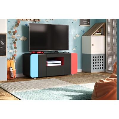 trendteam smart living Level Up TV-Schrank Schwarz/Rot/Blau Gaming-Lowboard passend für z.B. Nintendo Switch (BxHxT) 115 x 49 x 42 cm mit verdeckten Griffmulden und Softclose-Türen trendteam smart living Level Up TV-Schrank Schwarz/Rot/Blau Gaming-Lowboard passend für z.B. Nintendo Switch (BxHxT) 115 x 49 x 42 cm mit verdeckten Griffmulden und Softclose-Türen