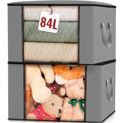 edihome , Aufbewahrungstasche, (2 Stück), Kleideraufbewahrung, Kleiderschrank organizar, Unterbett Aufbewahrungsbox, Klappbar (Hellgrau, 2 Packung) edihome , Aufbewahrungstasche, (2 Stück), Kleideraufbewahrung, Kleiderschrank organizar, Unterbett Aufbewahrungsbox, Klappbar (Hellgrau, 2 Packung)