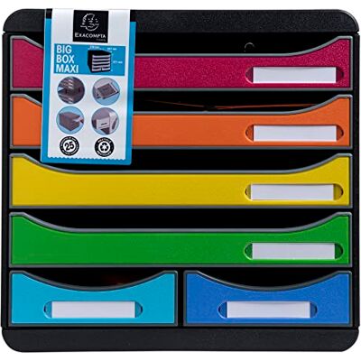 Exacompta 312798D Ablagebox Iderama aus Recycling-Kunststoff mit 4 Schubladen für DIN A+ und 2 Schubladen für Utensilien. Schubladenbox für mehr Platz. Blauer Engel Big Box Maxi schwarz bunt Exacompta 312798D Ablagebox Iderama aus Recycling-Kunststoff mit 4 Schubladen für DIN A+ und 2 Schubladen für Utensilien. Schubladenbox für mehr Platz. Blauer Engel Big Box Maxi schwarz bunt