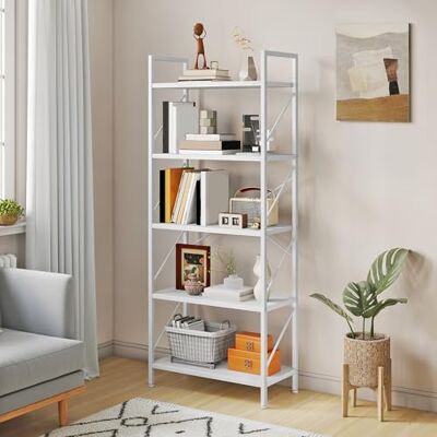 YITAHOME Bücherregal, Standregal mit 5 Ebenen, Hohes Lagerregal mit Metallrahmen, Industrielles Ausstellungsregal, Regaleinheiten, für Wohnzimmer, Schlafzimmer, Homeoffice, Küche, Reines Weiß Regal YITAHOME Bücherregal, Standregal mit 5 Ebenen, Hohes Lagerregal mit Metallrahmen, Industrielles Ausstellungsregal, Regaleinheiten, für Wohnzimmer, Schlafzimmer, Homeoffice, Küche, Reines Weiß Regal