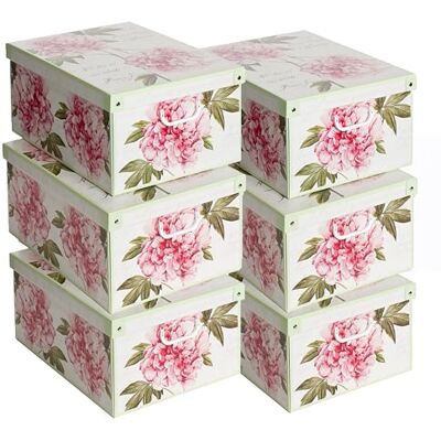 Lavatelli Set aus 6 Aufbewahrungsboxen mit Deckel – Große Kleiderboxen aus Karton 39x50x24 cm – Robust, leicht zu montieren, mit Tragegriffen – Perfekt für Kleiderschrank & Saisonwechsel Rosen Lavatelli Set aus 6 Aufbewahrungsboxen mit Deckel – Große Kleiderboxen aus Karton 39x50x24 cm – Robust, leicht zu montieren, mit Tragegriffen – Perfekt für Kleiderschrank & Saisonwechsel Rosen