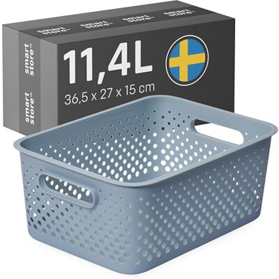 SmartStore Aufbewahrungskorb mit Griffen in blau 11,4L (36,5x27x15cm) I Körbchen Aufbewahrung aus recyceltem Kunststoff I Essence L Aufbewahrungskorb I Aufbewahrungsboxen mit 10 Jahren Garantie SmartStore Aufbewahrungskorb mit Griffen in blau 11,4L (36,5x27x15cm) I Körbchen Aufbewahrung aus recyceltem Kunststoff I Essence L Aufbewahrungskorb I Aufbewahrungsboxen mit 10 Jahren Garantie