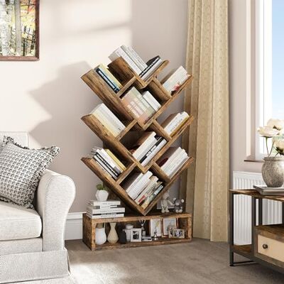 YITAHOME Baum Bücherregal, Boden stehendes Bücherregal mit hölzernen Schublade industrielle Regaleinheiten Anzeige Lagerregal für Wohnzimmer, Haus, Büro, Vintagebraun Bücherregale YITAHOME Baum Bücherregal, Boden stehendes Bücherregal mit hölzernen Schublade industrielle Regaleinheiten Anzeige Lagerregal für Wohnzimmer, Haus, Büro, Vintagebraun Bücherregale