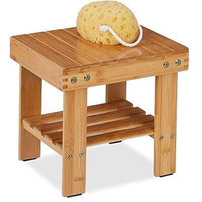 Relaxdays Badhocker aus Bambus, Sitzhocker mit extra Ablagefläche, HxBxT: 26 x 27 x 22,5 cm, Stauraum Flur & Bad, Natur Relaxdays Badhocker aus Bambus, Sitzhocker mit extra Ablagefläche, HxBxT: 26 x 27 x 22,5 cm, Stauraum Flur & Bad, Natur