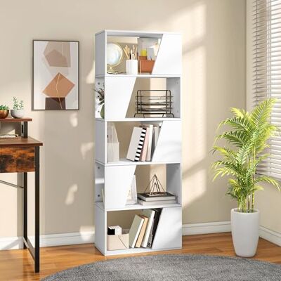 YITAHOME Bücherregal, Holzbücherregal mit 6 Regalböden, Bodenstehende Standregal, Industrielles Ausstellungsregal, Aufbewahrungseinheit, Regaleinheiten für Wohnzimmer, Schlafzimmer, Heimbüro, Weiß YITAHOME Bücherregal, Holzbücherregal mit 6 Regalböden, Bodenstehende Standregal, Industrielles Ausstellungsregal, Aufbewahrungseinheit, Regaleinheiten für Wohnzimmer, Schlafzimmer, Heimbüro, Weiß