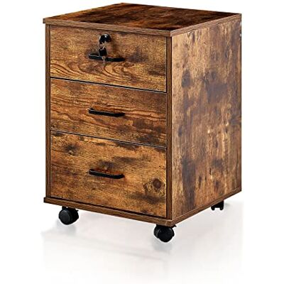 TUKAILAI Rollcontainer Abschließbar mit 3 Schubladen, Aktenschrank unter Schreibtisch, Büroschrank mit Rollen, Dokumente in DIN-A4, Legal, Letter-Format, Büromöbel, Büro,Braun TUKAILAI Rollcontainer Abschließbar mit 3 Schubladen, Aktenschrank unter Schreibtisch, Büroschrank mit Rollen, Dokumente in DIN-A4, Legal, Letter-Format, Büromöbel, Büro,Braun