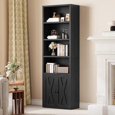 YITAHOME Bücherregal, Bodenstehend Standregal mit Schrank, Industrieregale, Lagerregal, Holzwürfelregal, Hoher Lagerschrank für Wohnzimmer, Arbeitszimmer, Küche, Heimbüro, Schwarz YITAHOME Bücherregal, Bodenstehend Standregal mit Schrank, Industrieregale, Lagerregal, Holzwürfelregal, Hoher Lagerschrank für Wohnzimmer, Arbeitszimmer, Küche, Heimbüro, Schwarz