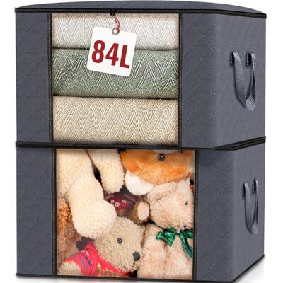 edihome , Aufbewahrungstasche, (2 Stück), Kleideraufbewahrung, Kleiderschrank organizar, Unterbett Aufbewahrungsbox, Klappbar (Dunkelgrau, 2 Packung) edihome , Aufbewahrungstasche, (2 Stück), Kleideraufbewahrung, Kleiderschrank organizar, Unterbett Aufbewahrungsbox, Klappbar (Dunkelgrau, 2 Packung)