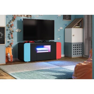 trendteam smart living Level Up TV-Schrank Schwarz/Rot/Blau Gaming-Lowboard passend für z.B. Nintendo Switch (BxHxT) 115 x 49 x 42 cm mit LED-Spot Blau, 4er-Set trendteam smart living Level Up TV-Schrank Schwarz/Rot/Blau Gaming-Lowboard passend für z.B. Nintendo Switch (BxHxT) 115 x 49 x 42 cm mit LED-Spot Blau, 4er-Set