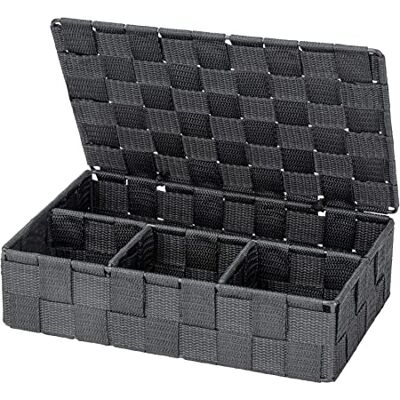 WENKO Badorganizer Mod Adria Deckel Dunkelgrau praktische Aufbewahrungsbox für Bad und Haushalt Maße 26 x 7,5 x 17 cm Kunststoff-Geflecht WENKO Badorganizer Mod Adria Deckel Dunkelgrau praktische Aufbewahrungsbox für Bad und Haushalt Maße 26 x 7,5 x 17 cm Kunststoff-Geflecht