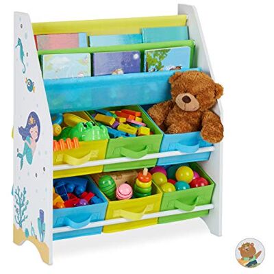 Relaxdays Kinderregal, Meer Motiv, 6 Boxen, 2 Fächer, Kinderzimmer, Spielzeug Aufbewahrung HBT 74 x 62 x 31,5 cm, bunt Relaxdays Kinderregal, Meer Motiv, 6 Boxen, 2 Fächer, Kinderzimmer, Spielzeug Aufbewahrung HBT 74 x 62 x 31,5 cm, bunt